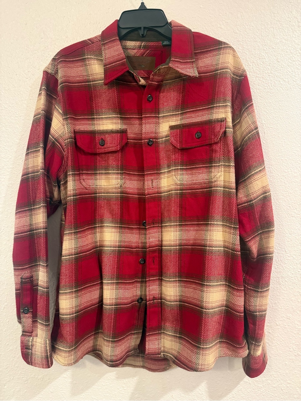 Orvis Red and Cream Plaid Shirt Jacket
